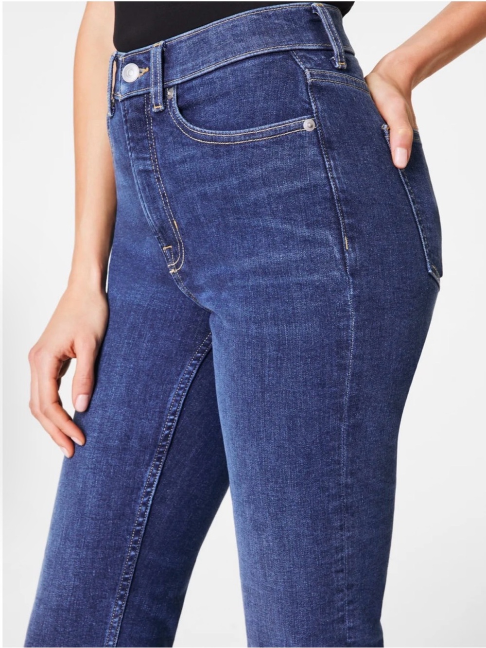 SPANX High-Rise Slim Straight- Medium Indigo Wash